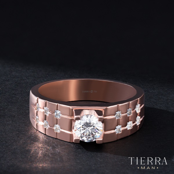 Ổ nhẫn nam kim cương vàng hồng